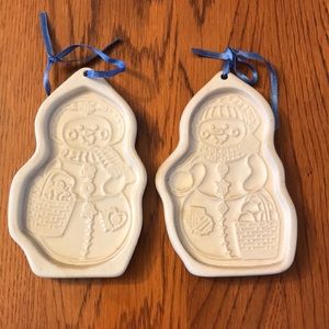 Longaberger Pottery Snowman Ornament/Cookie Mold in EUC